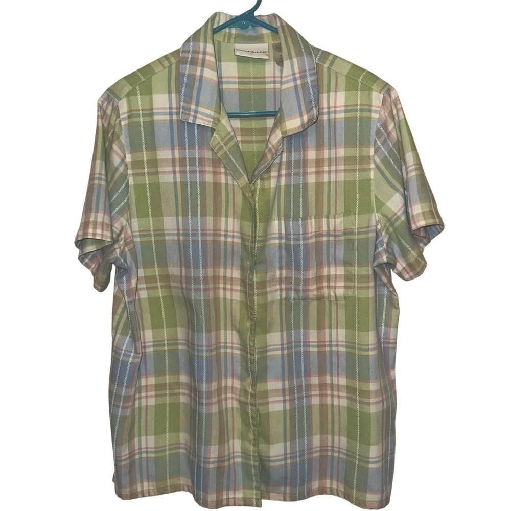 EUC Alfred Dunner Multicolor Plaid Button Down Shirt